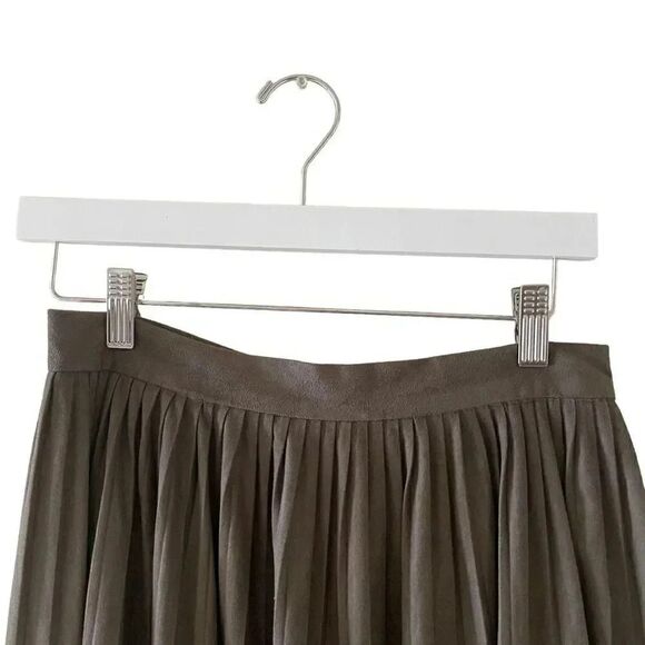 Zara Basic Women’s Olive Green Pleated l MIDI Skirt Boho Elastic Waist S #1134 - Picture 2 of 10